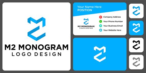 Letter M2 Monogram Technology Logo Design With Business Card Template