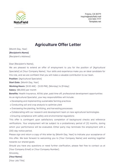Free Loan Offer Letter Template To Edit Online