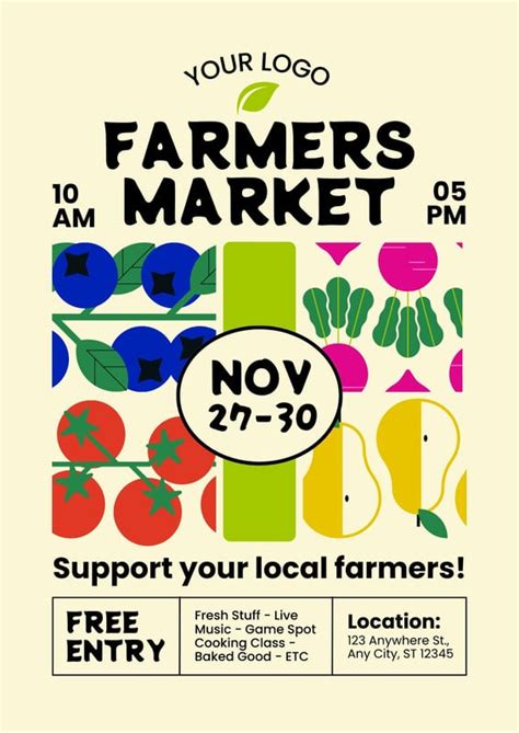 Free Custom Printable Farmers Market Poster Templates Canva