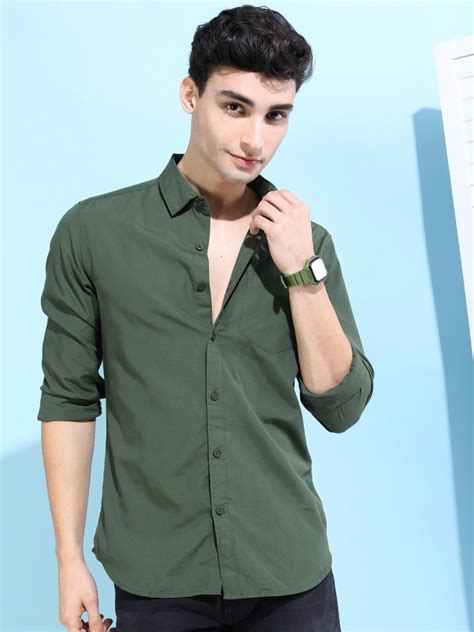 Buy Ketch Green Solid Slim Fit Casual Shirt for Men Online at Rs.459 ...