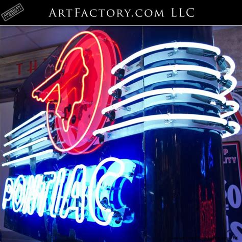 Vintage Pontiac Dealership Neon Sign With Custom Rolling Stand