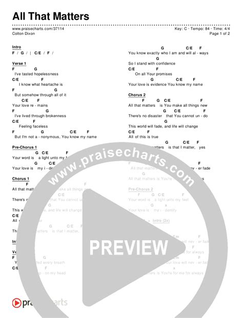 All That Matters Chords PDF (Colton Dixon) - PraiseCharts