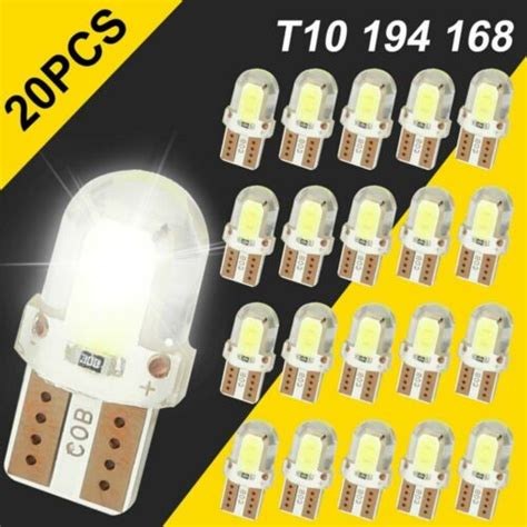 20 Pcs T10 194 168 W5W 2825 COB LED License Plate Interior Light Bulbs