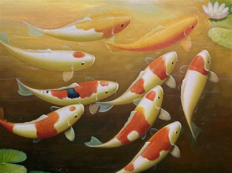 Feng Shui Koi Fish Painting Furniture And Home Living Home Decor Wall