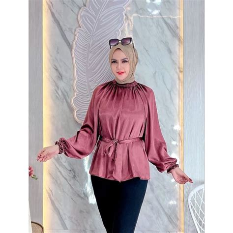 Jual Cod Blouse Keren Kemeja Wanita Atasan Wanita Kemeja Satin Blouse