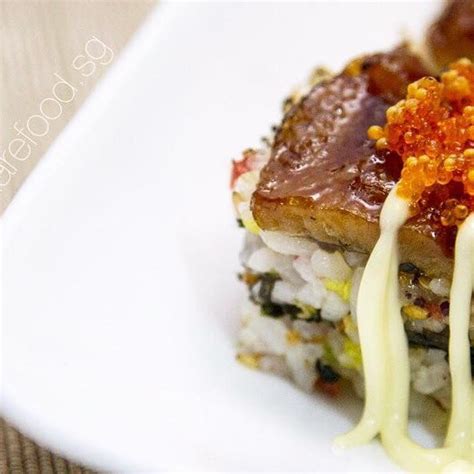 Aburi Salmon And Unagi Pressed Sushi Share Food Singapore