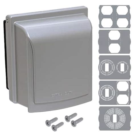 Commercial Electric 2 Gang Metal Weatherproof Electrical Outlet While In Use Cover Gray 12433