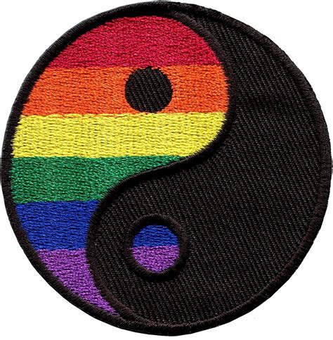 Yin Yang Tao Gay Lesbian Pride Rainbow Retro Lgbt Applique Iron On Patch Size Small