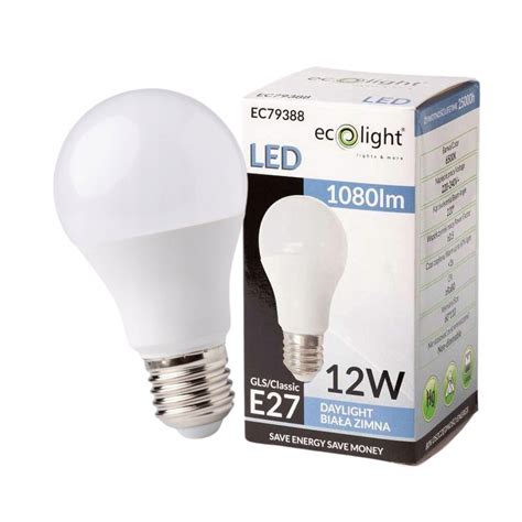 ŻARÓWKA LED E27 12W 6500K BARWA ZIMNA 12W MOCNA 1080lm EC79388 Cena