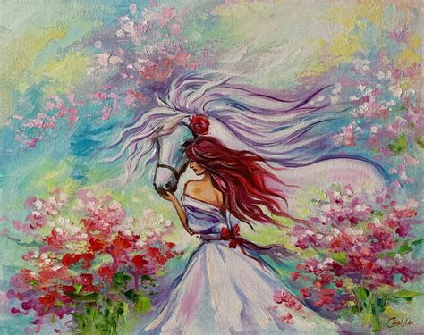 Girl and Horse Oil Painting on Canvas Woman With Horse Art - Etsy