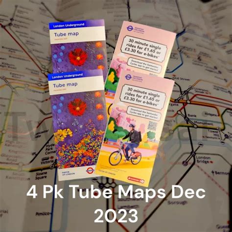 LONDON UNDERGROUND TUBE Map - NEW December 2023 - 4 Pack - TFL Current & Latest £2.49 - PicClick UK