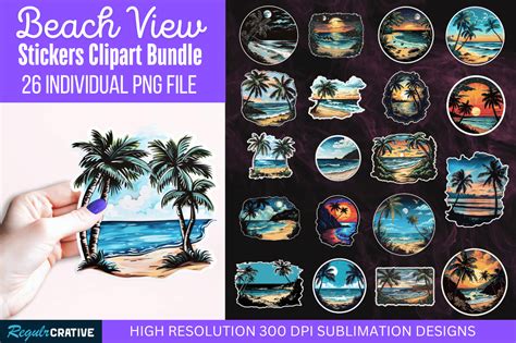 Beach View Stickers Clipart Png Bundle Graphic By Regulrcrative