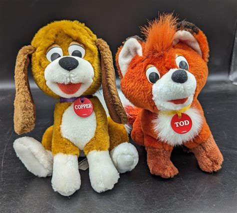 Vintage Pair 1994 Disney Fox And The Hound Tod And Copper 7 Plush