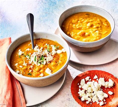 Carrot And Lentil Soup With Feta Recipe Bbc Good Food