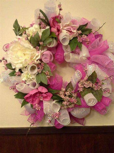 Mesh Spring Floral Wreath Bebe Pretty In Pink Summer Mesh