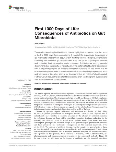 Pdf First Days Of Life Consequences Of Antibiotics On Gut