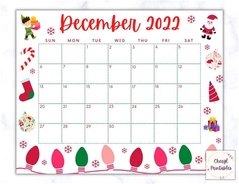 Printable December Calendar 2023 Christmas Calendar Holiday - Etsy | December calendar ...