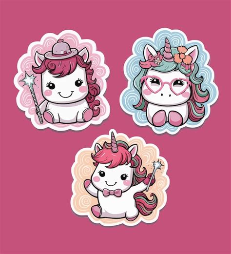 Premium Vector Magical Unicorn Sticker Printable Stickers Vector