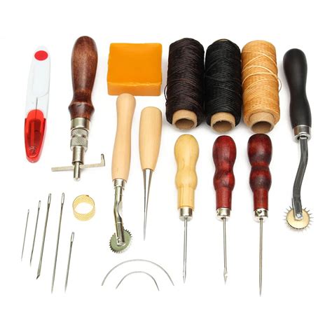 Pcs Wood Handle Leather Craft Tool Kit Leather Hand Sewing Tools Kit