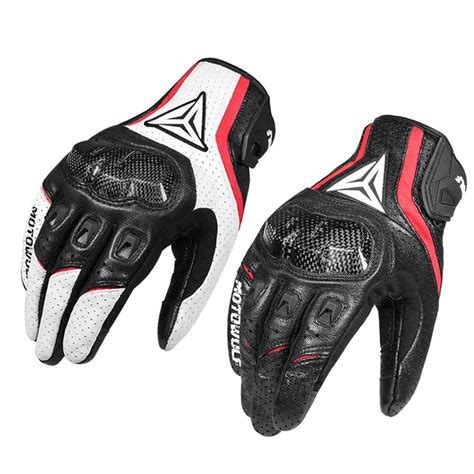 Gants De Moto Respirants En Cuir Avec Fibre De Carbone Protection Anti