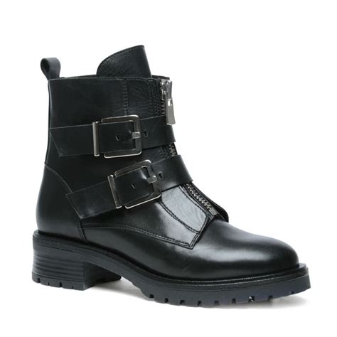 Bottines Motardes En Cuir Avec Boucles Noir Met Afbeeldingen