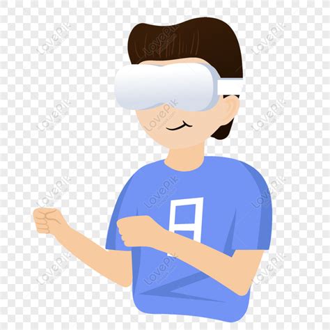 Free Hand Drawn Cartoon Male Youth Wearing Vr Glasses Making Games Hand Painted Cartoon Vr