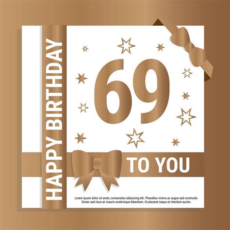 Happy 69th Birthday Gold Numerals And Glittering Gold Ribbons Festive