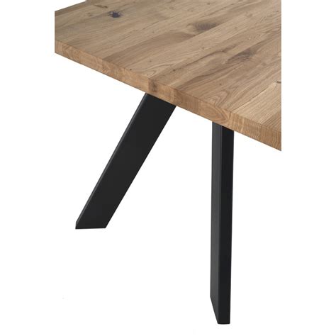 Mesa Comedor De Roble Y Metal En Natural Y Negro 180 X 95 X 75 Cm