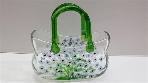 Murano Style Glass Flower Pattern Purse Handbag Vase By Vintagenorth44 On Etsy Pattern Purse