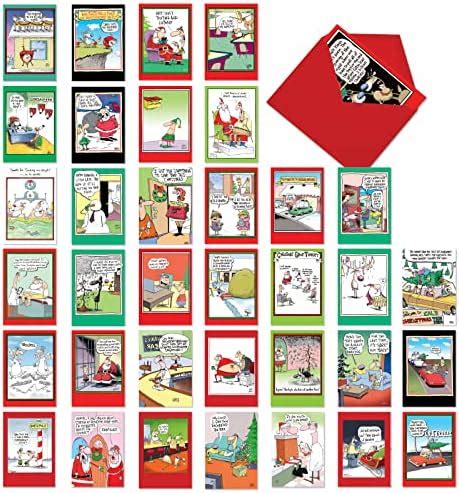 Nobleworks Assorted Bulk Box Set Funny Christmas Cards With