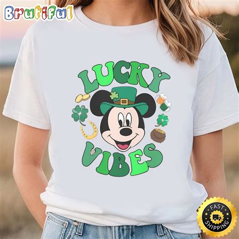 Disney Mickey Mouse Lucky Vibes Mickey St Patricks Dayshirt