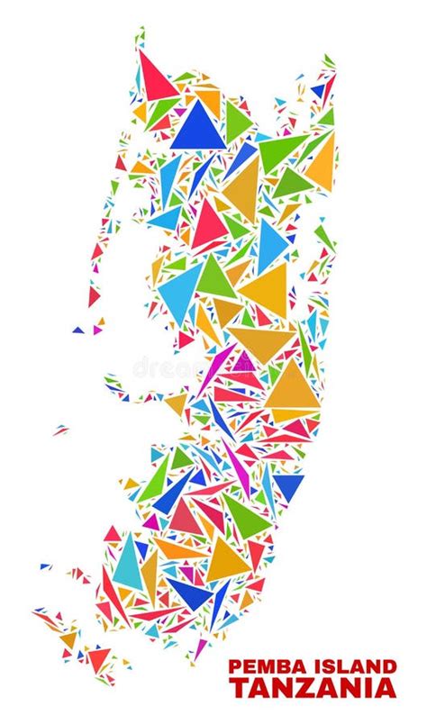 Pemba Island Map Mosaic Of Color Triangles Stock Vector