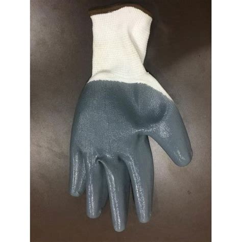 White And Blue Full Fingered Nitrile Coated Safety Gloves For Chemical