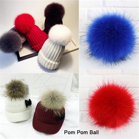 Artificial Fur Balls Plush Fox Fur Pompom 12cm Fluffy Fur Pompon Ball