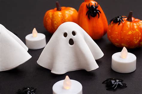 Diy Ghost Tea Light Holder Clay Ghost Tealight For Halloween