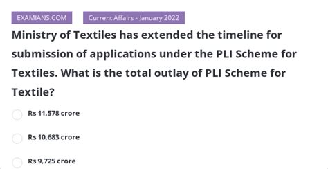 Ministry Of Textiles Has Extended The Timeline For Submission Of Applications Under The Pli