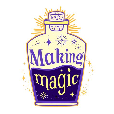 Potion to make magic with sparkles and stars all around design t-shirt