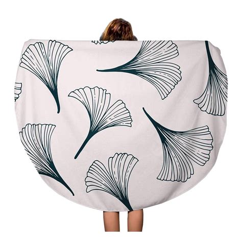 Kdagr Inch Round Beach Towel Blanket Gingko Ginkgo Biloba Leaves