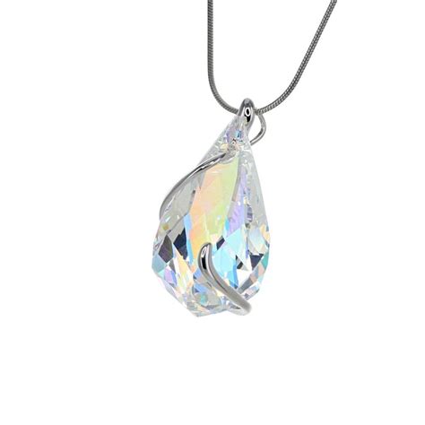 Swarovski Crystal 3d Drop Pendant In Sterling Silver