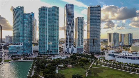 Aerial Photos of the Skyline in Downtown Miami Stock Photo | Adobe Stock