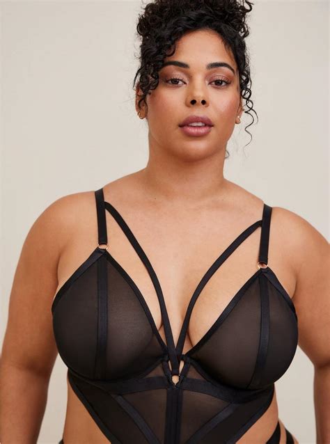 Plus Size Overt Strappy Mesh Bodysuit Torrid