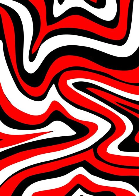 Black White Red Abstract Art Swirl Loop Design