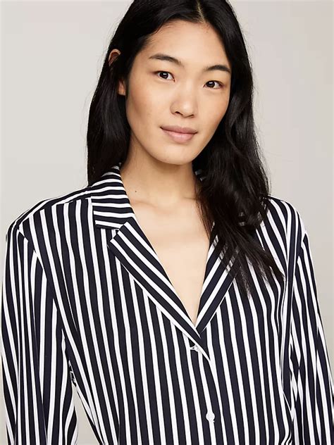 Stripe Twill Midi Shirt Dress Blue Tommy Hilfiger