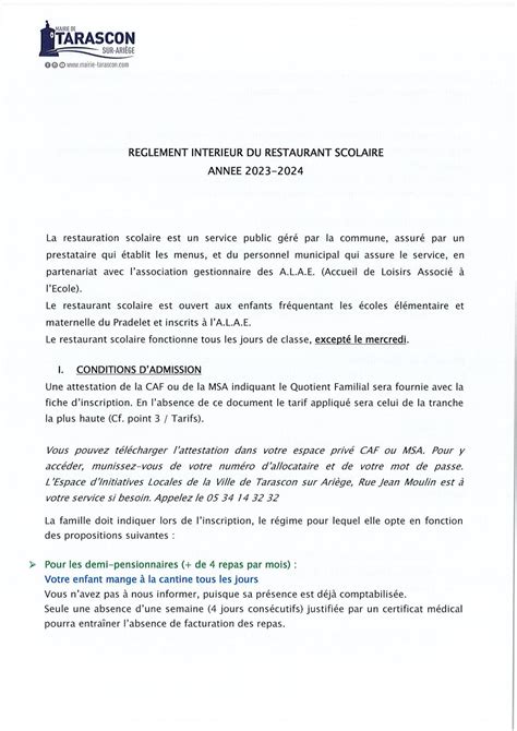 Calaméo Reglement Interieur Restaurant Scolaire 2023 2024