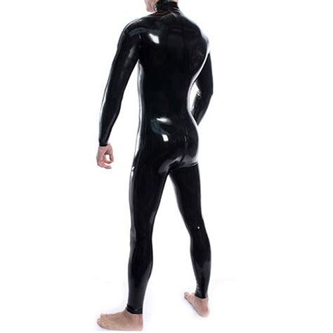 Moglovers Sexy Black Coverall Bodysuit Adult Latex Catsuit For Men And