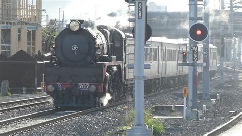 Steam Locomotive R X V Line H Type Carriages Passing Middle