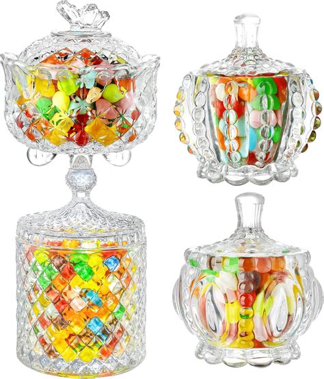 Inftyle Glass Candy Dish With Lid 1pcs 20oz Large Crystal