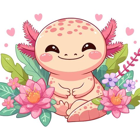 Premium Vector Cute Axolotl Vector Cartoon Illustration