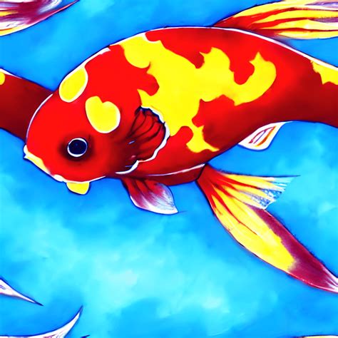 Beautiful Vivid Koi Fish Painting · Creative Fabrica