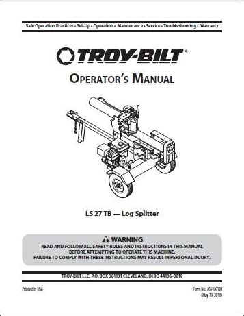 Troy-Bilt Log Splitter Owners Manuals